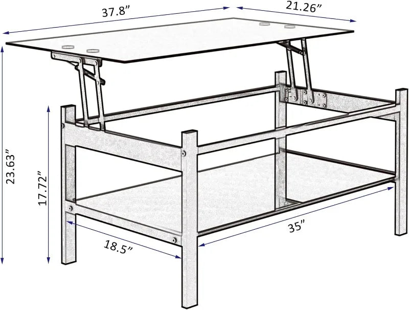 Modern 2-Tier Glass Coffee Table for Living Room