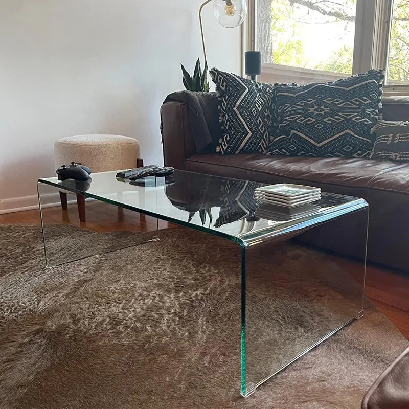 Modern 2-Tier Glass Coffee Table for Living Room