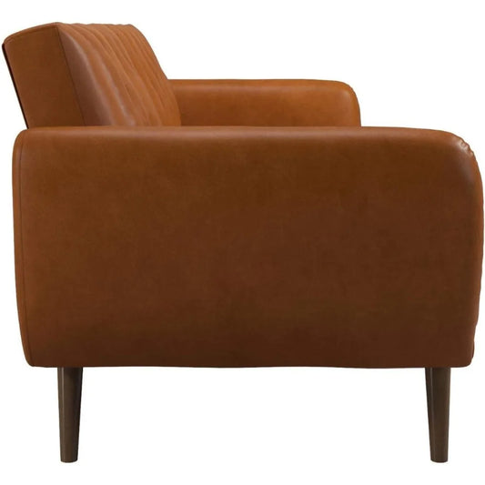 Brittany Camel Faux Leather Futon Sofa