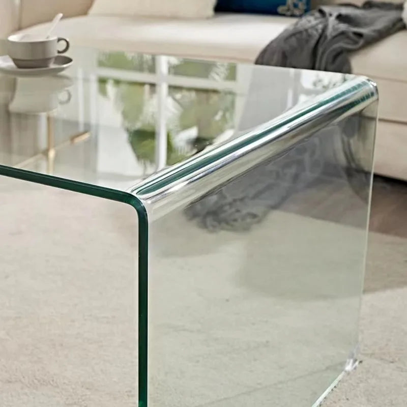 Modern 2-Tier Glass Coffee Table for Living Room