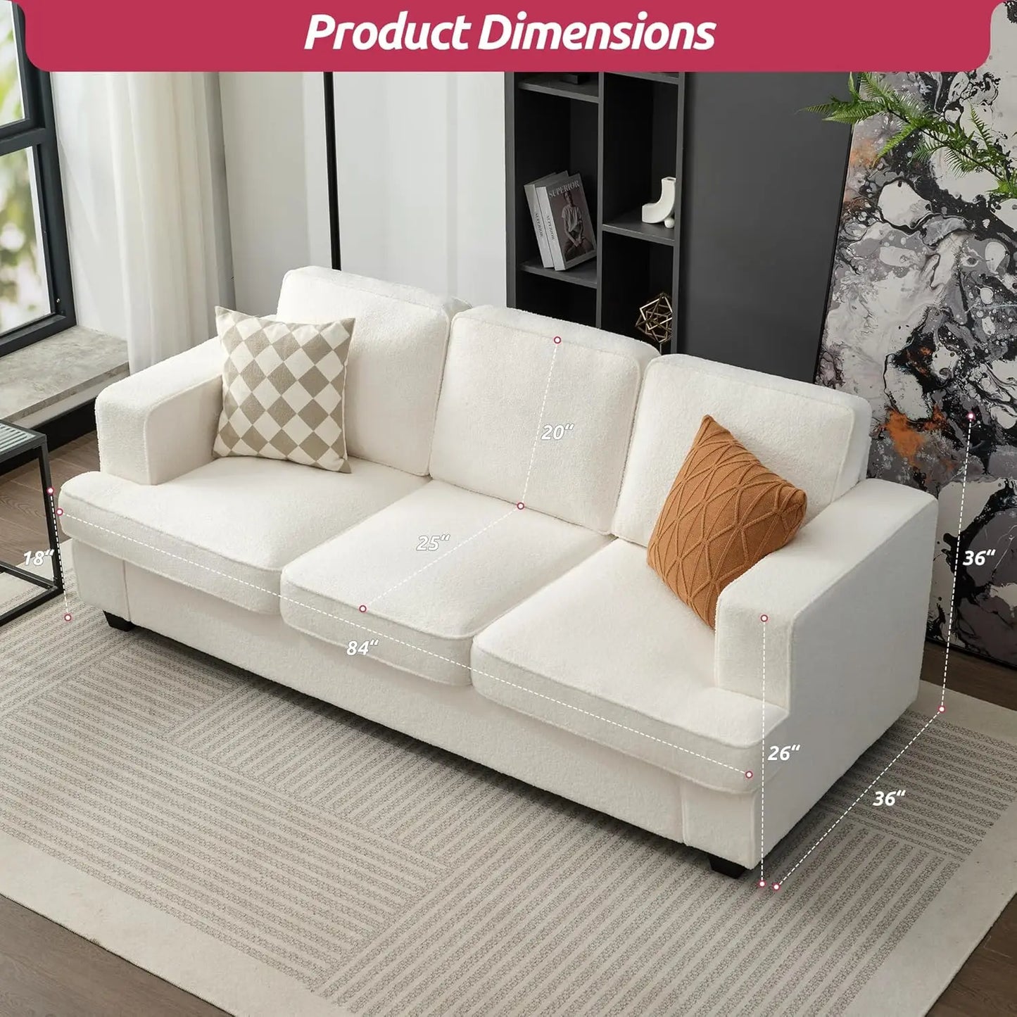 Modern Boucle Sleeper Sofa with Deep Seats