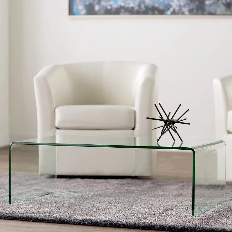 Modern 2-Tier Glass Coffee Table for Living Room