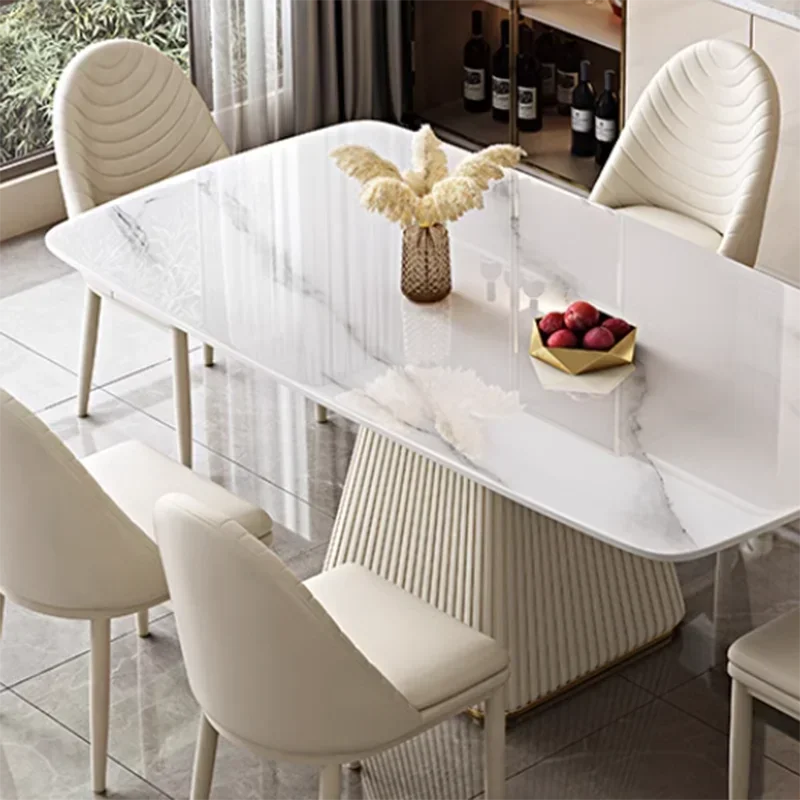 Luxury Scandinavian Minimalist White Rectangular Dining Table