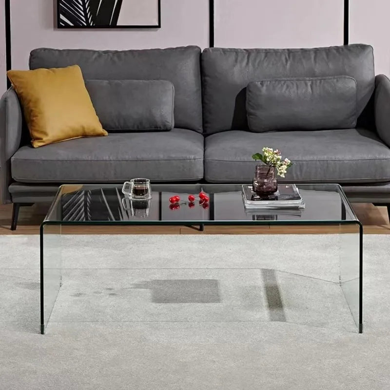 Modern 2-Tier Glass Coffee Table for Living Room