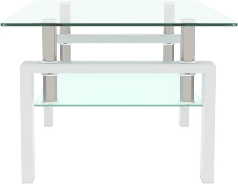 Modern 2-Tier Glass Coffee Table for Living Room